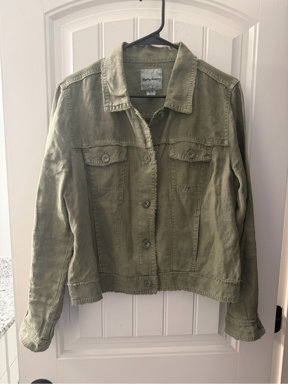 Tommy Bahama Two Palms Linen Raw Edge
Jacket Womens Medium M Green Crop